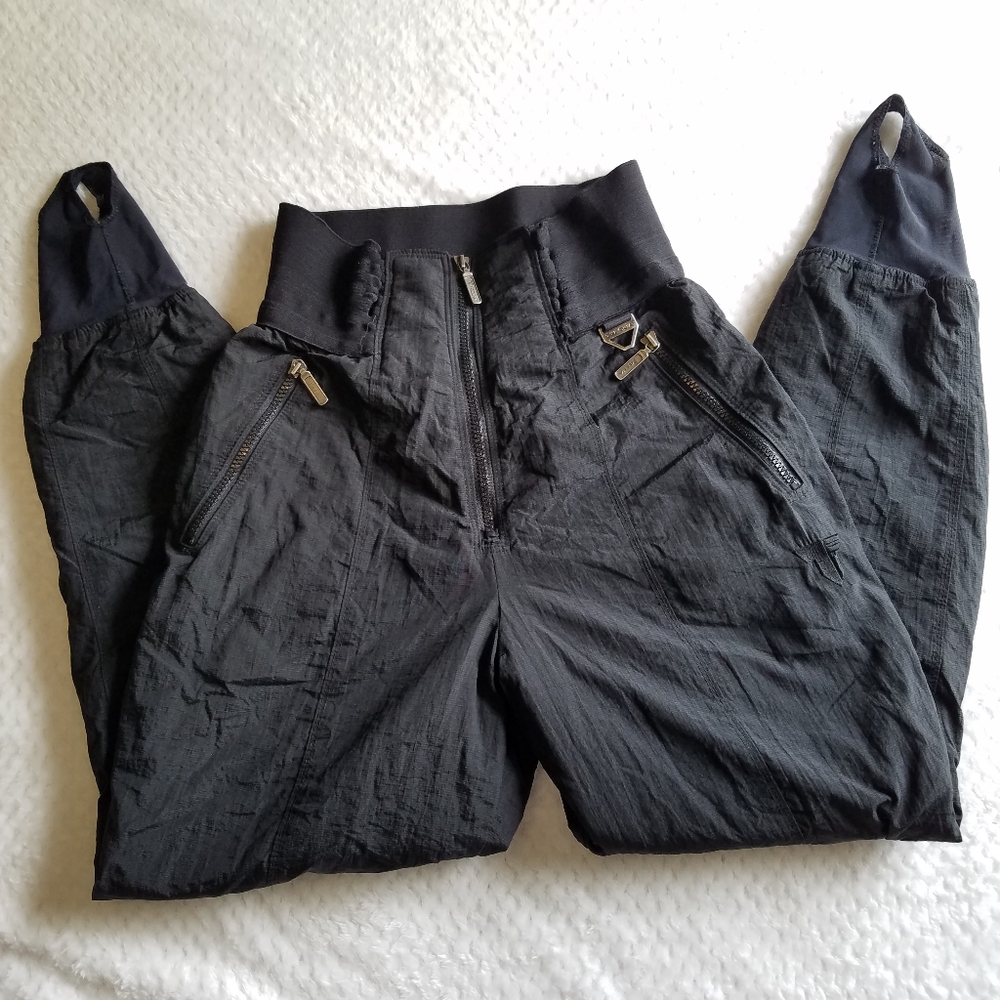 Vintage Tyrolia High Waisted Skiwear Skiboarding Stirrup Black Pants - Picture 2 of 11
